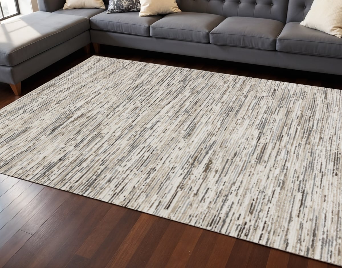 660212 8 x 11 ft. Cream & Brown Striped Rectangle Area Rug