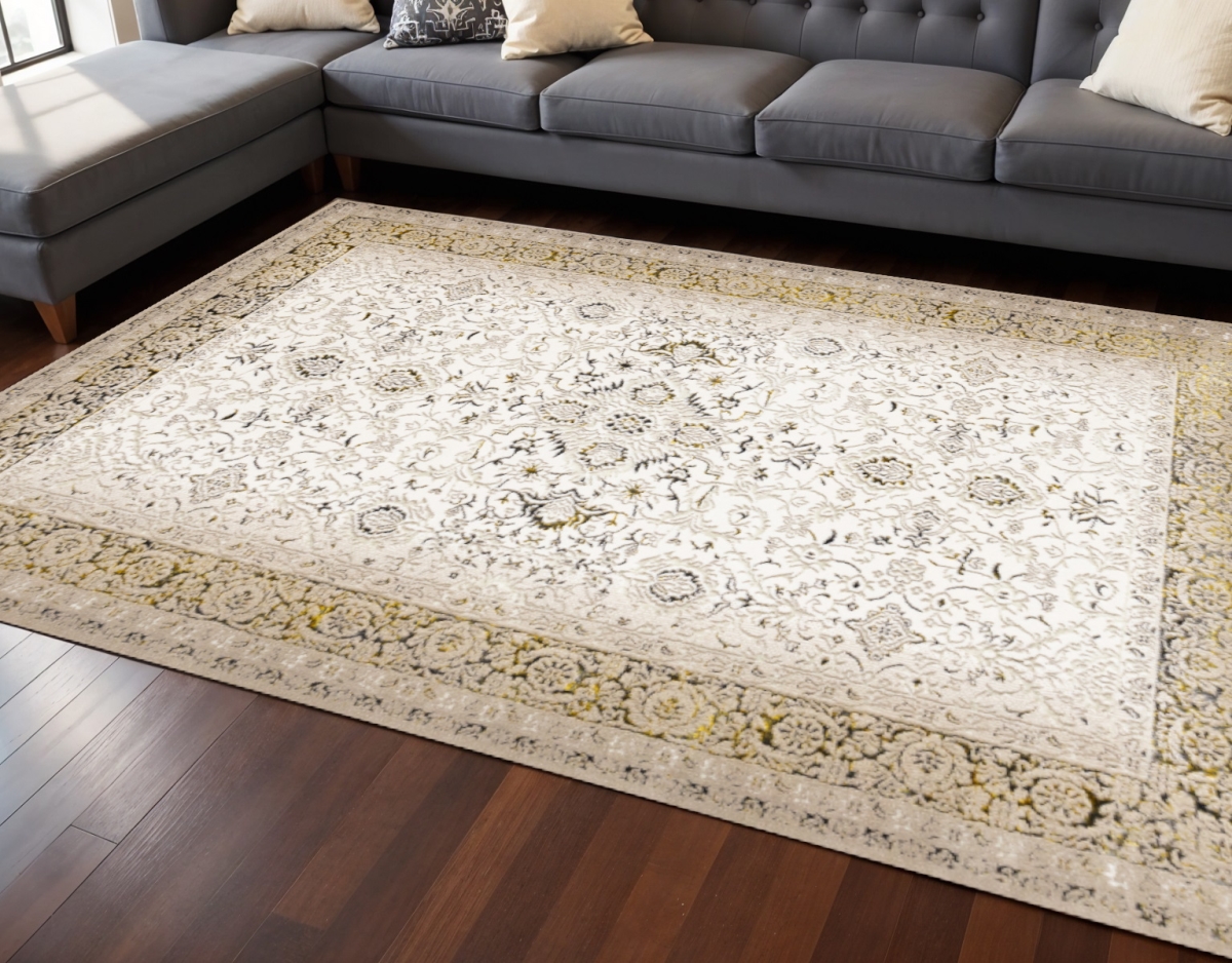660264 8 x 11 ft. Cream Black & Tan Medallion Rectangle Area Rug