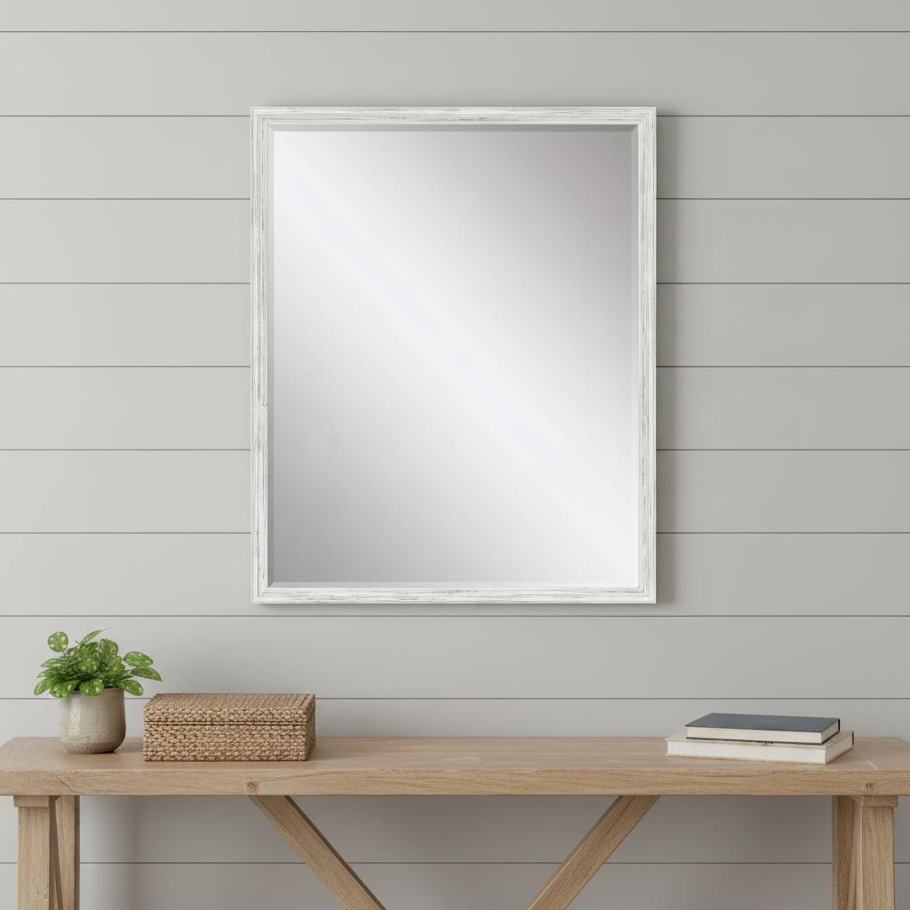 632783 31 in. White Wood Accent Mirror
