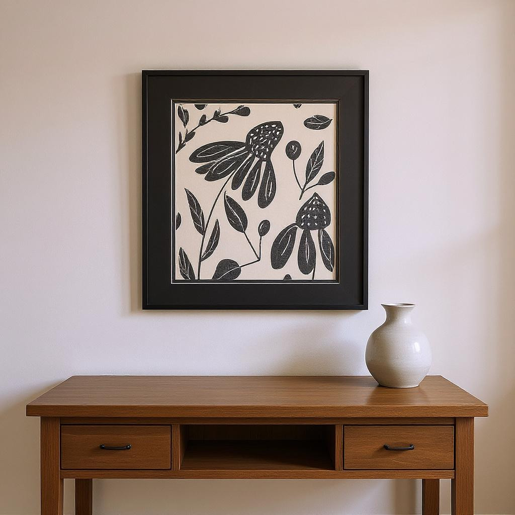 649307 Denim Floral White Framed Wall Art, Set of 2
