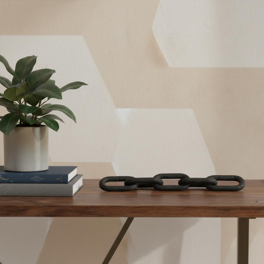 608734 5 in. Black Solid Wood Tabletop Sculpture