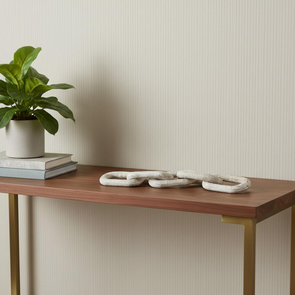 608735 5 in. Beige Solid Wood Tabletop Sculpture