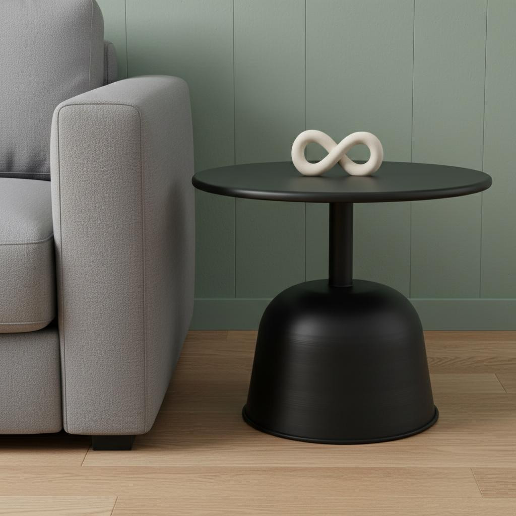 605376 20 in. Black Iron & Metal Tray Table
