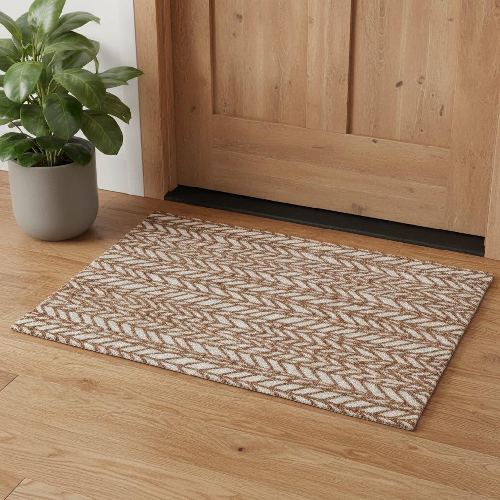 722089 2 x 3 ft. Brown & Tan Chevron Rectangle Area Rug