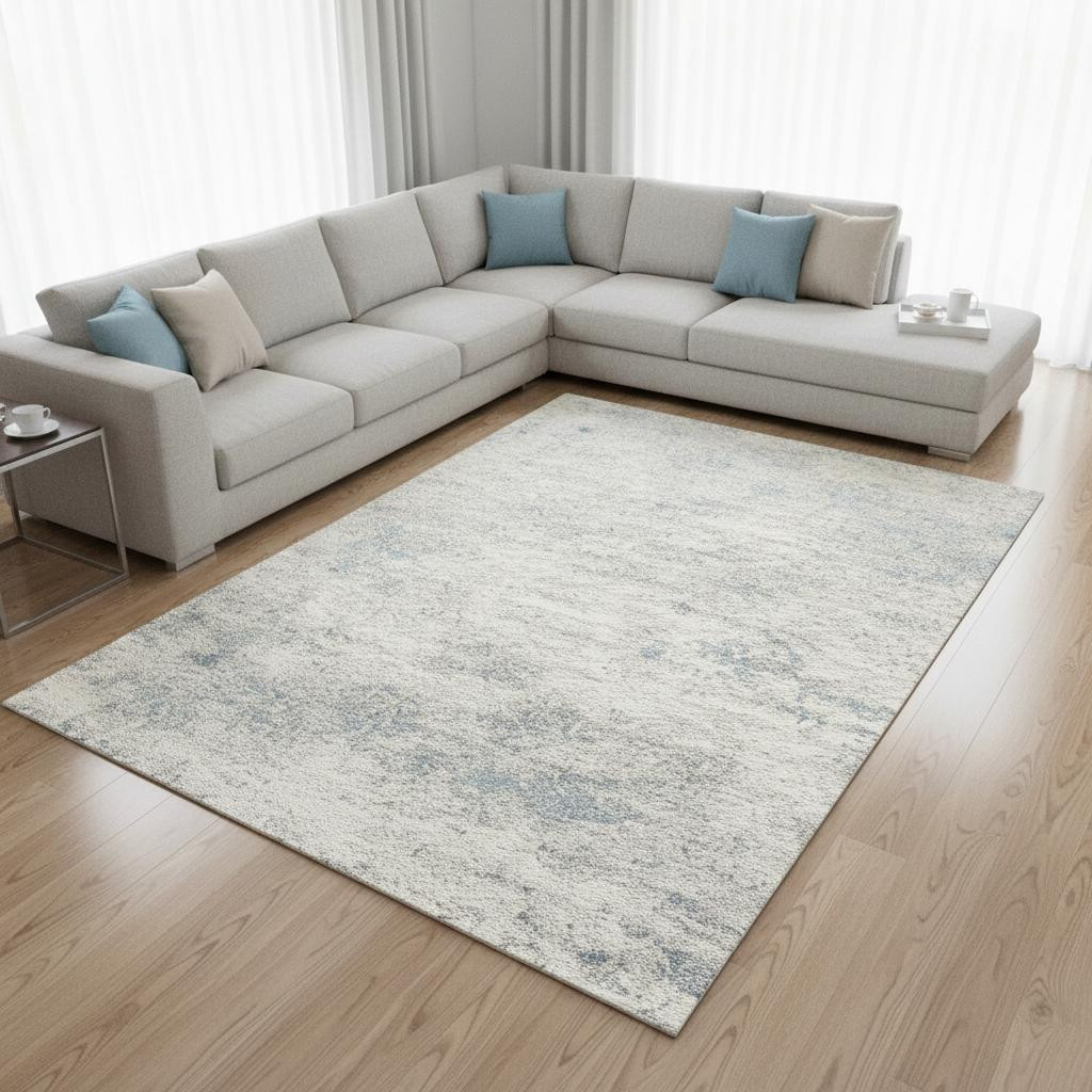 661319 8 x 11 ft. Cream & Blue Abstract Rectangle Area Rug