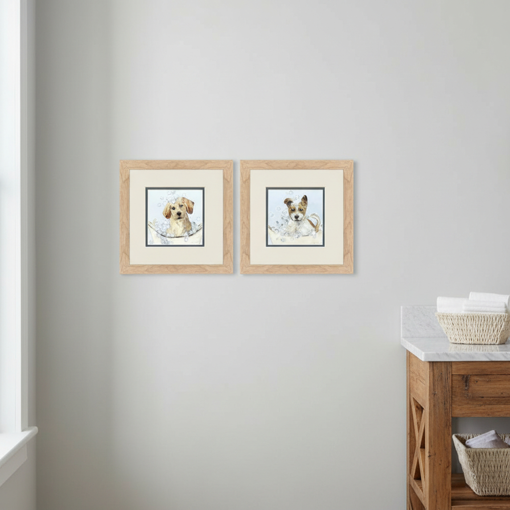 653061 Bath Time Brown Framed Wall Art, Set of 2