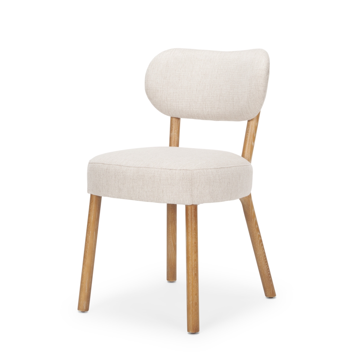 605886 Beige Upholstered Fabric Open Back Dining Side Chair