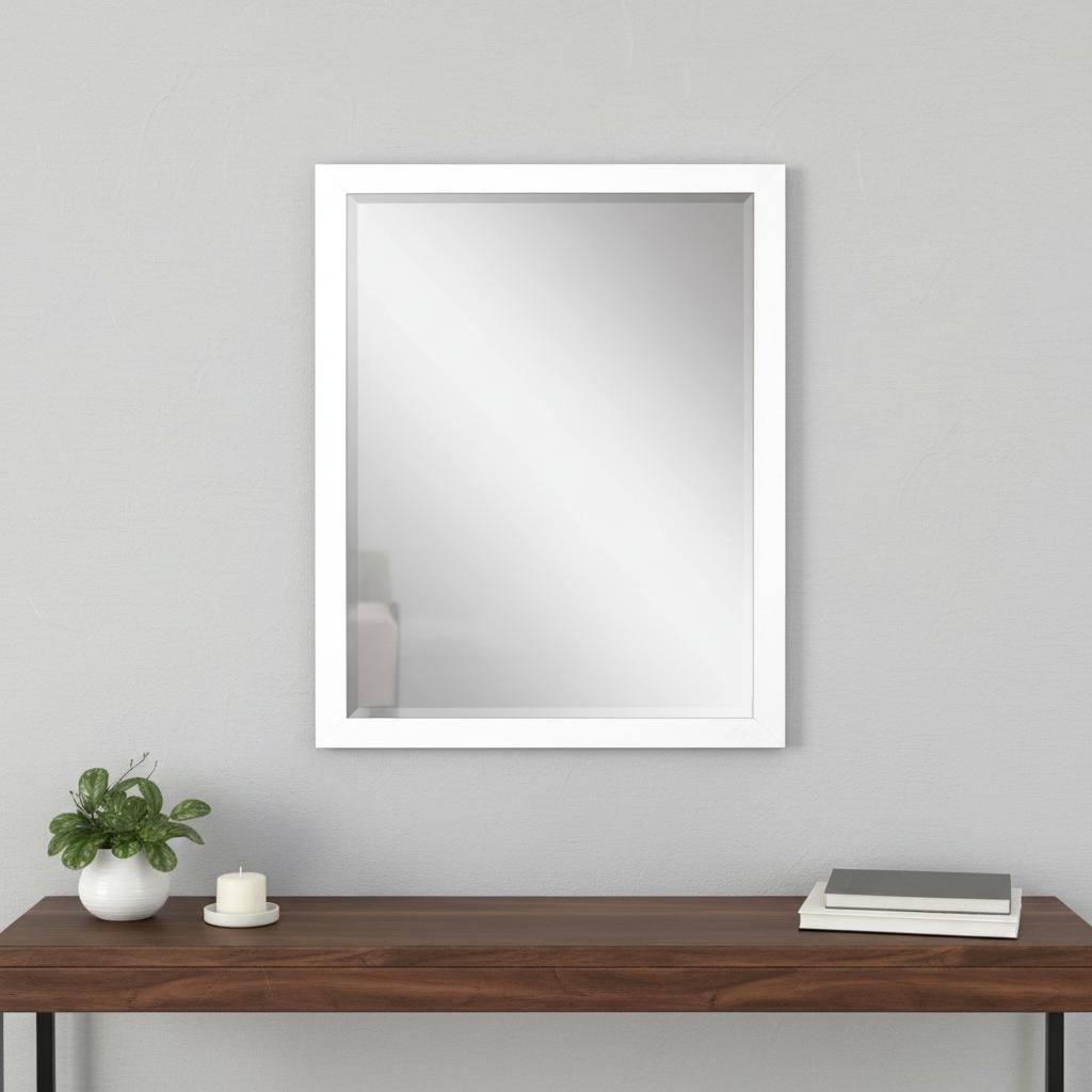 632857 31 in. White Framed Accent Mirror