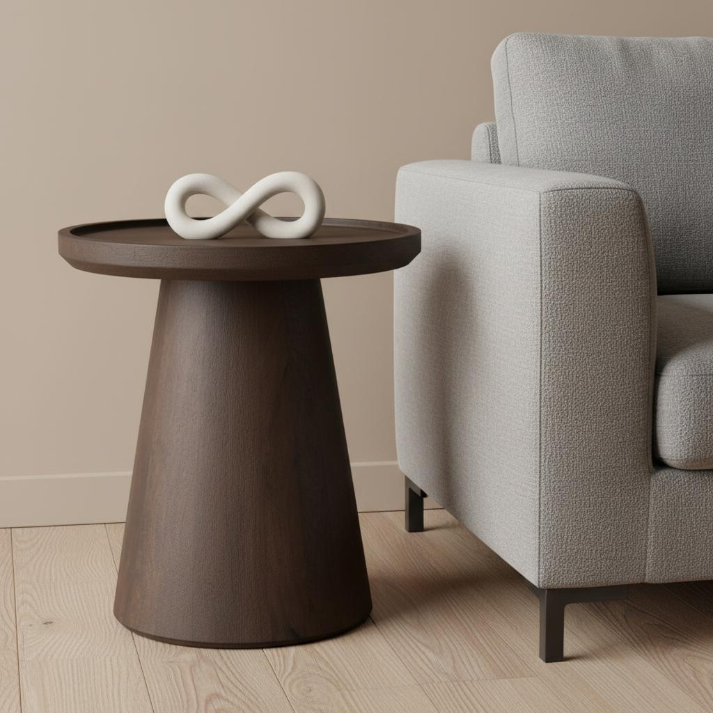 605407 19 in. Dark Brown Solid Wood Tray Table