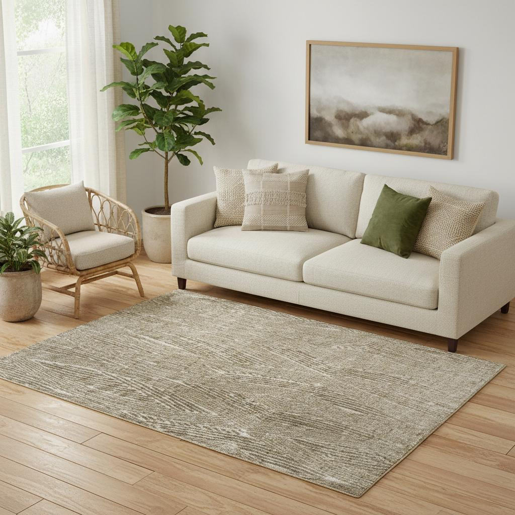 722076 5 x 8 ft. Green & Tan Abstract Rectangle Area Rug
