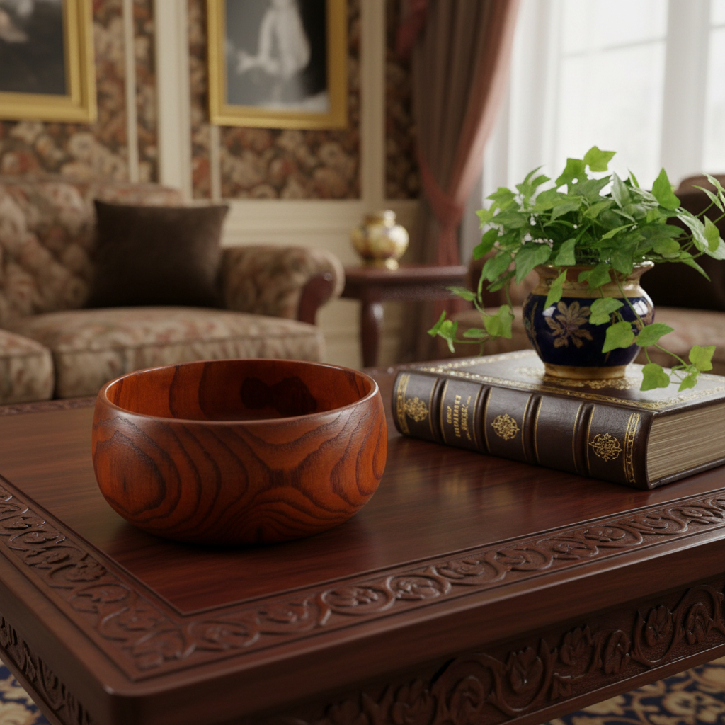 Picture of HomeRoots 674600 7 in. Brown Solid Wood Round Serving Bowl