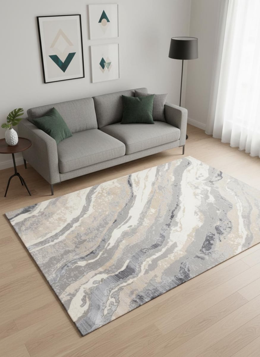 660296 5 x 8 ft. Taupe Gray & Ivory Abstract Rectangle Area Rug