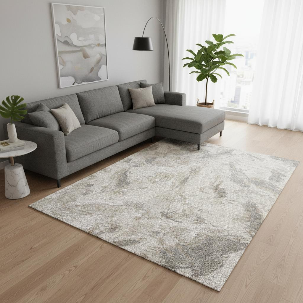 661317 8 x 11 ft. Cream & Gray Abstract Rectangle Area Rug