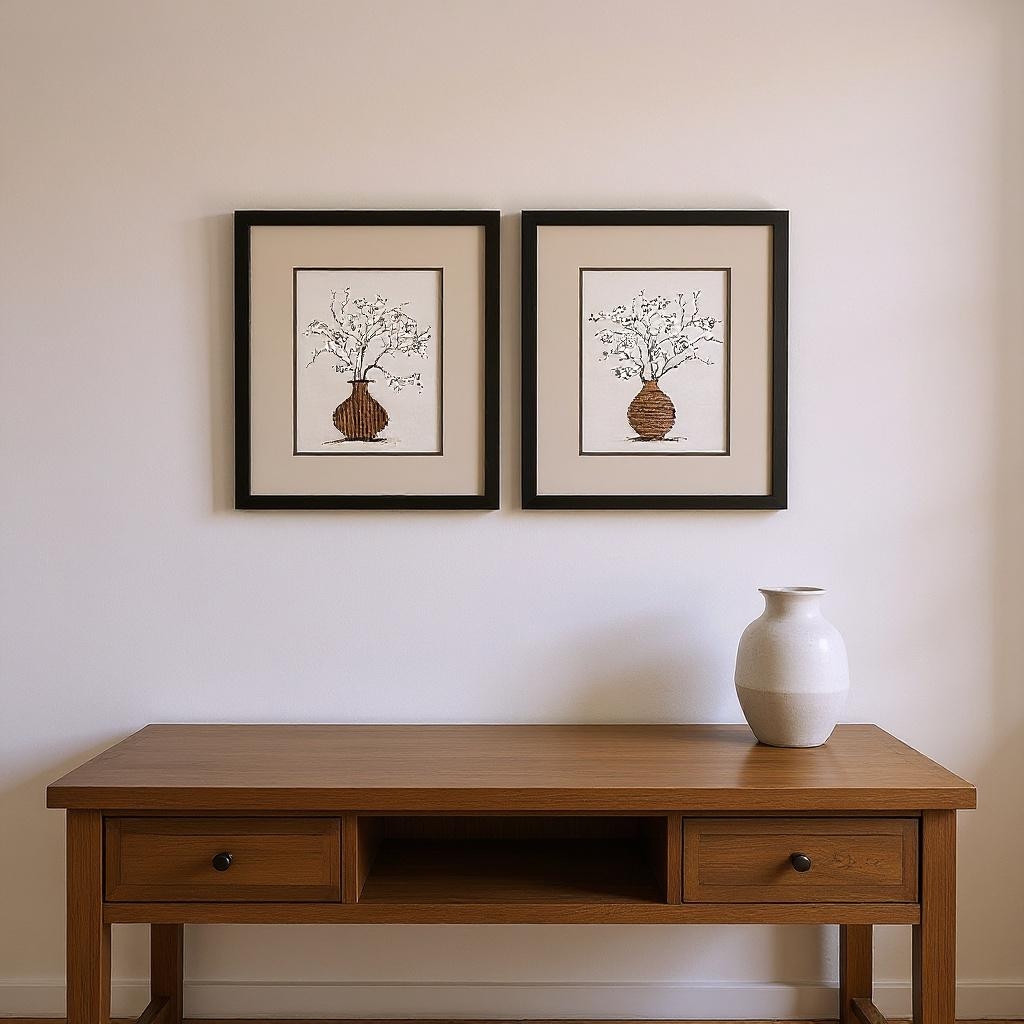 649305 Branches in Urn Black Framed Wall Art, Set of 2