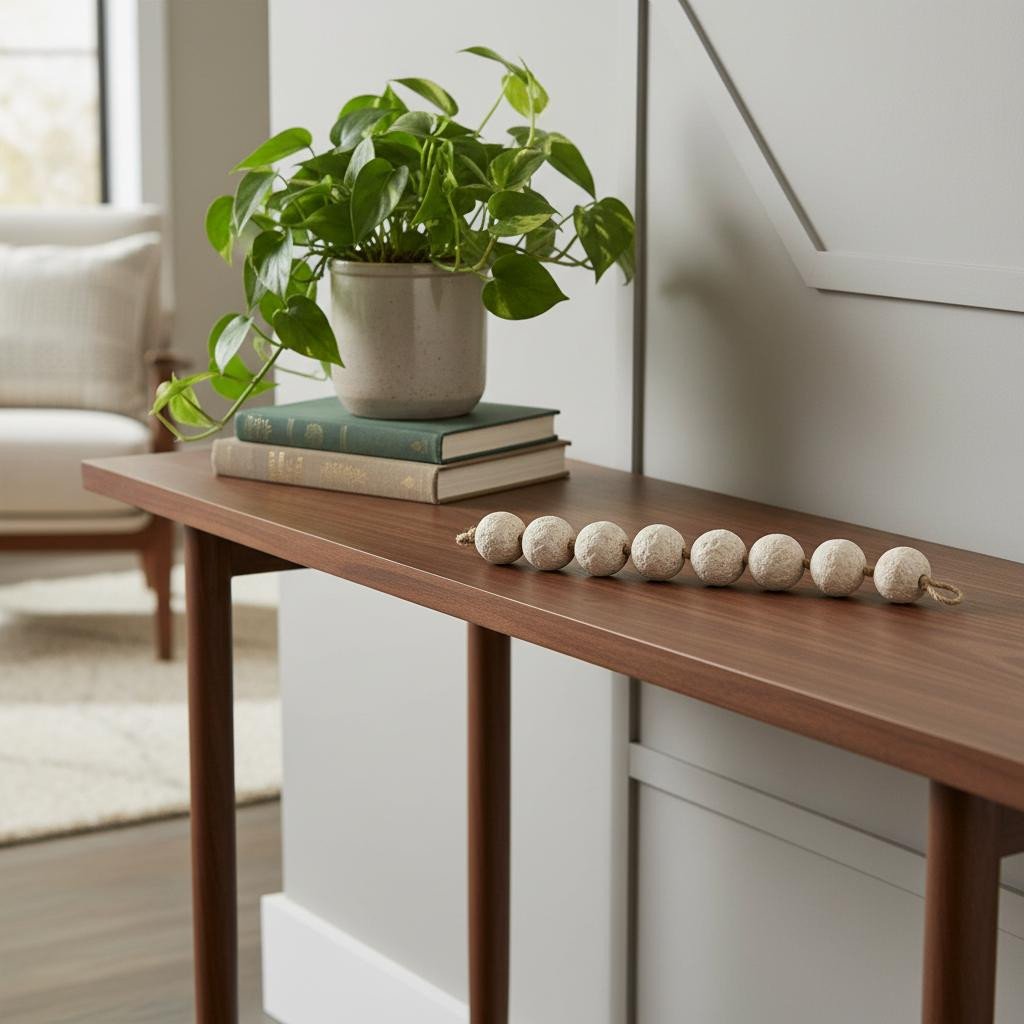 608705 3 in. Beige Paper Sphere Tabletop Sculpture