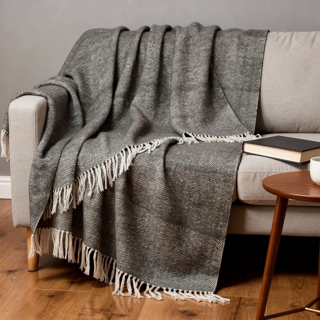518776 50 x 60 in. Black & White Chevron Cotton Throw Blanket