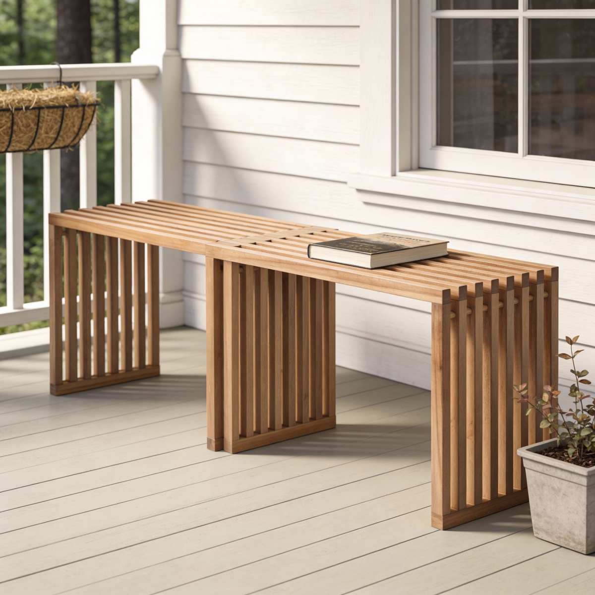668842 54 in. Natural Solid Wood Extendable Indoor Outdoor Bench
