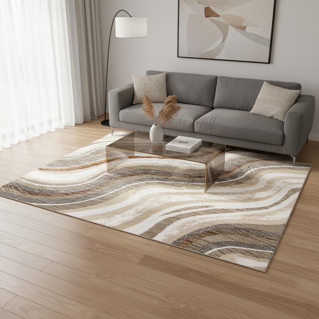 660184 5 x 8 ft. Cream & Beige Abstract Rectangle Area Rug