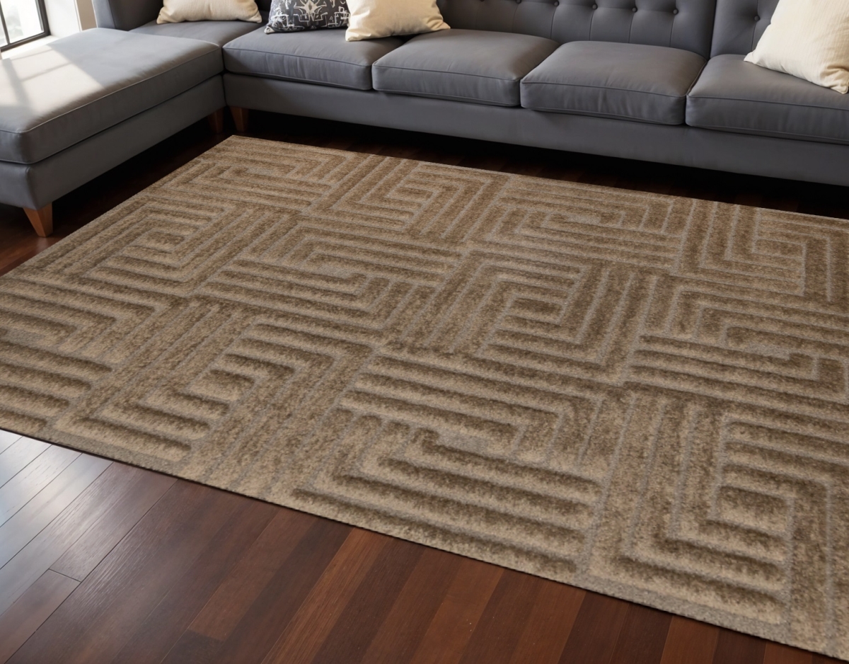 661413 8 x 11 ft. Dark Brown & Brown Geometric Rectangle Area Rug
