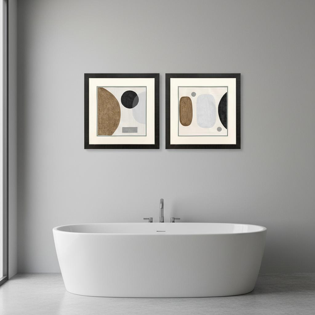 654129 Neutral Stones Brown Framed Wall Art, Set of 2