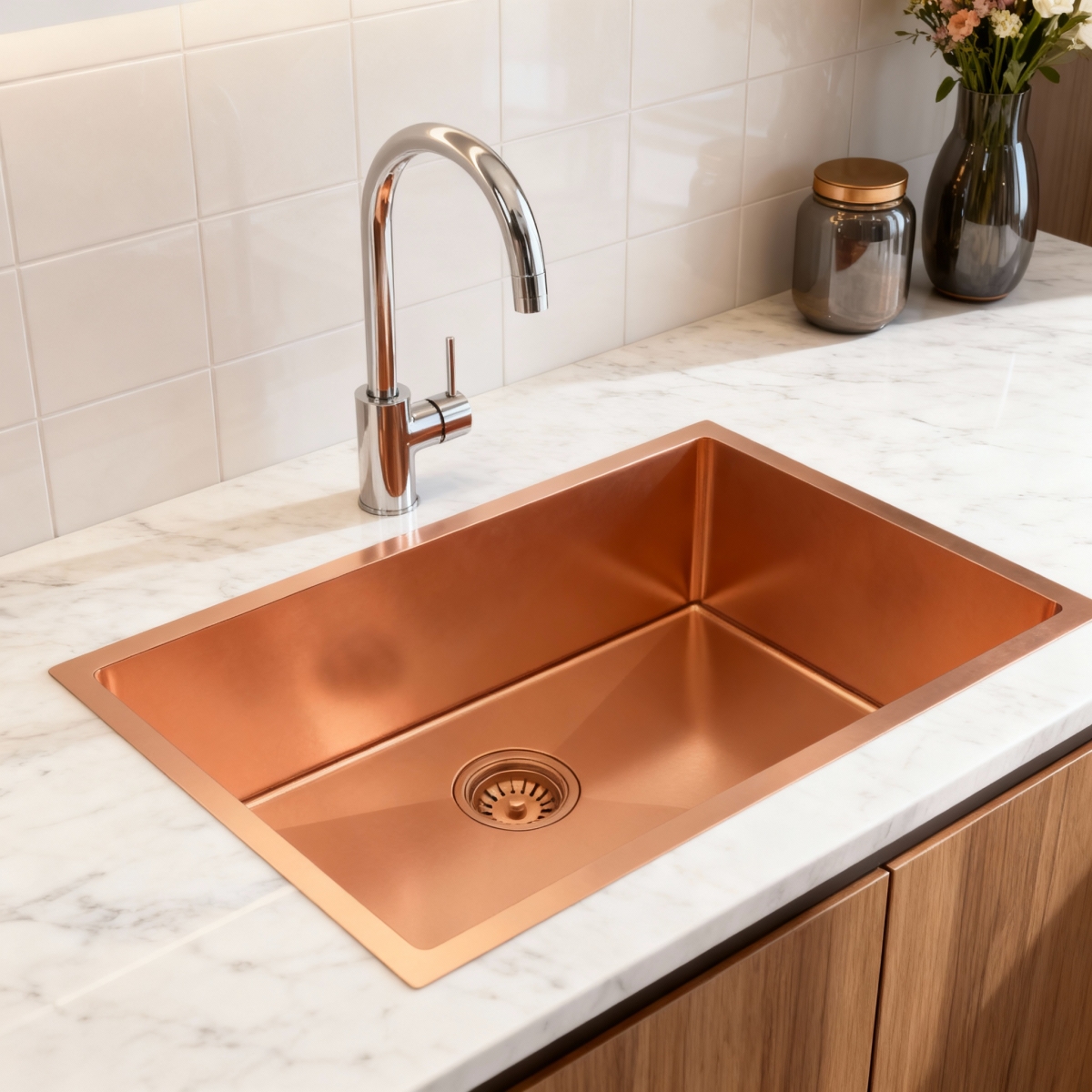 Picture of HomeRoots 719940 10 x 27 in. Rose Gold Stainless Steel Undermount Kitchen Sink