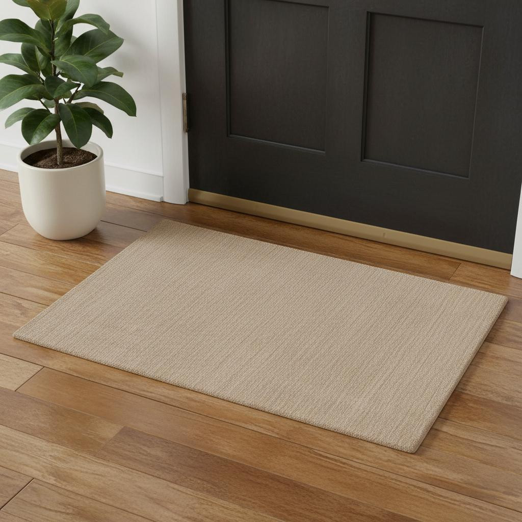 721536 2 x 3 ft. Tan Wool Hand Woven Rectangle Area Rug
