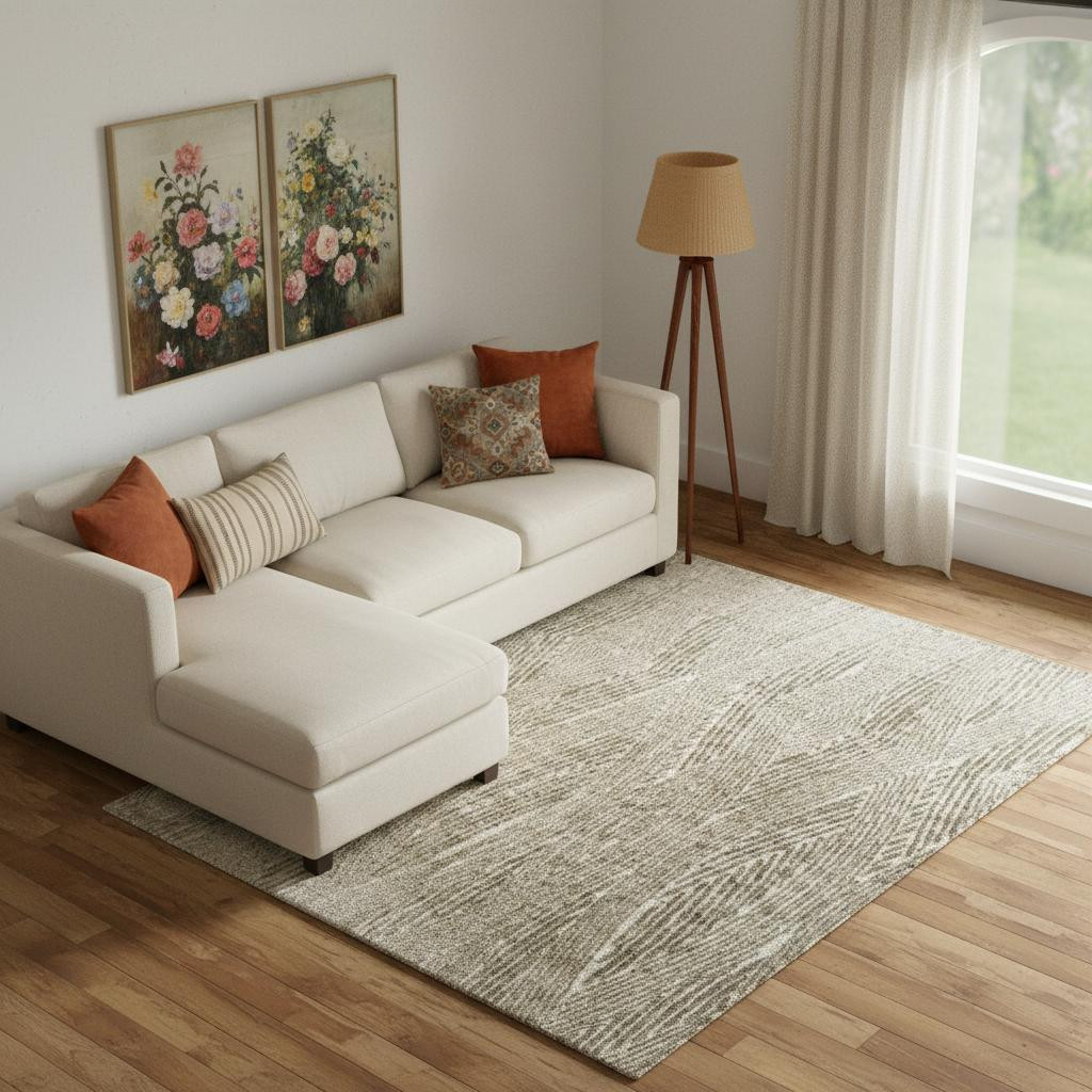 722077 8 x 10 ft. Green & Tan Abstract Rectangle Area Rug