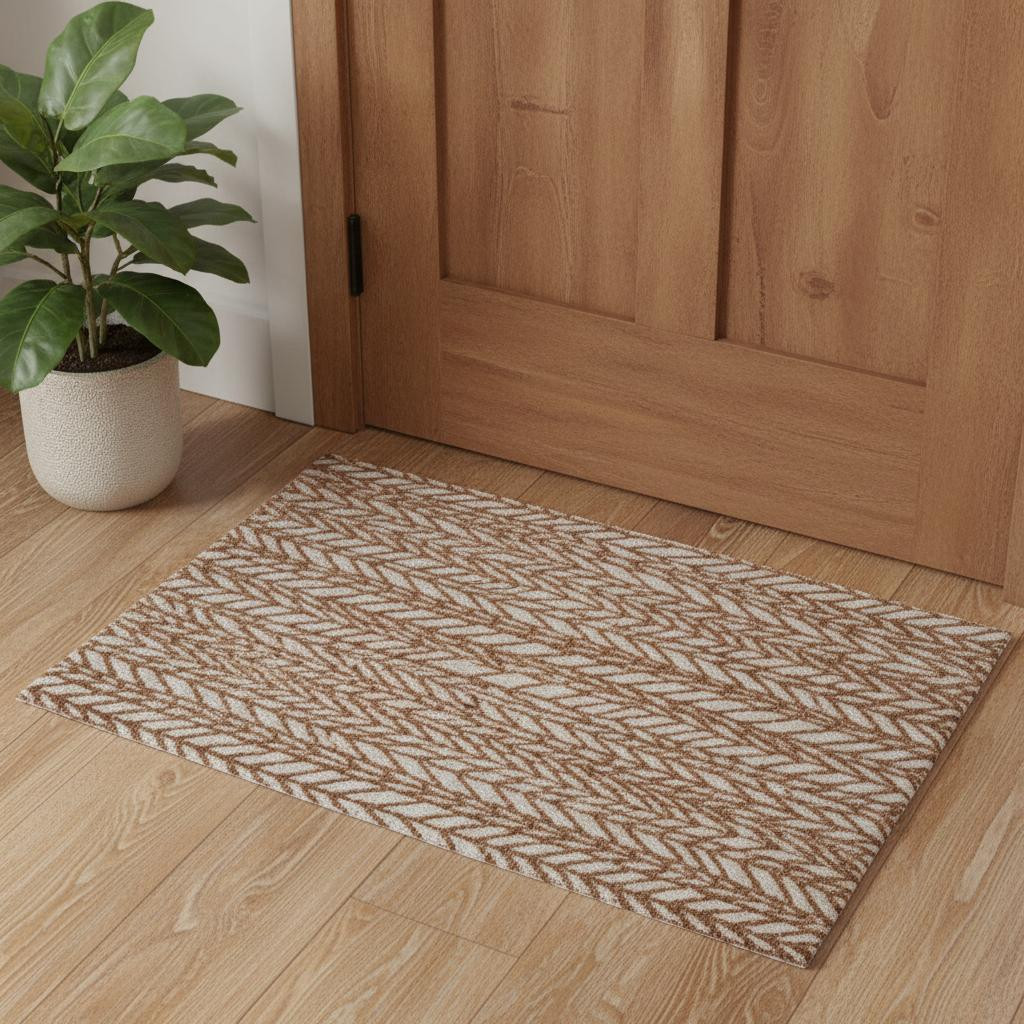 722085 3 x 5 ft. Brown & Tan Chevron Rectangle Area Rug