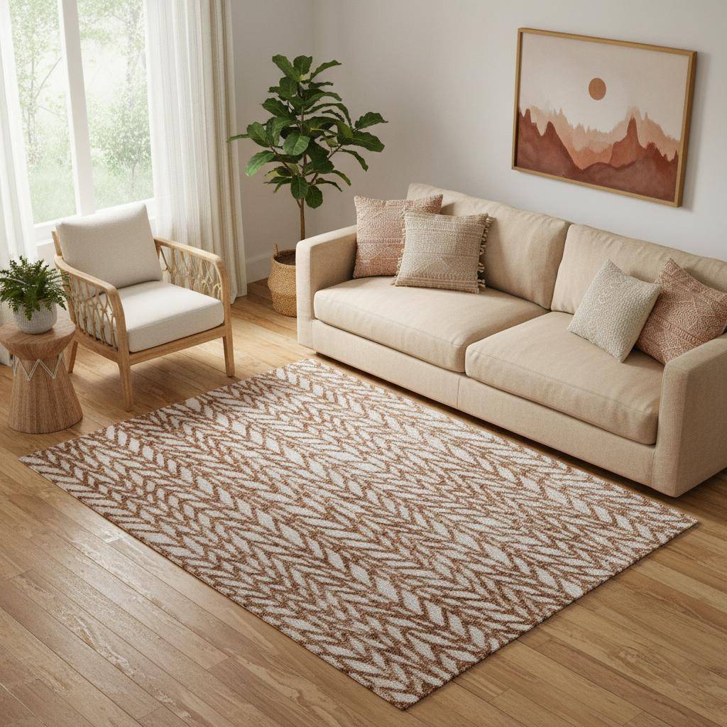 722086 5 x 8 ft. Brown & Tan Chevron Rectangle Area Rug