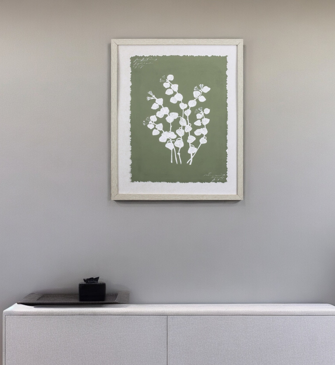 395533 Moss Green & White Botanical Flowers 2 Wall Art