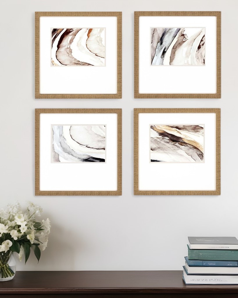 417077 Gulf Gold Framed Print Wall Art, Set of 4