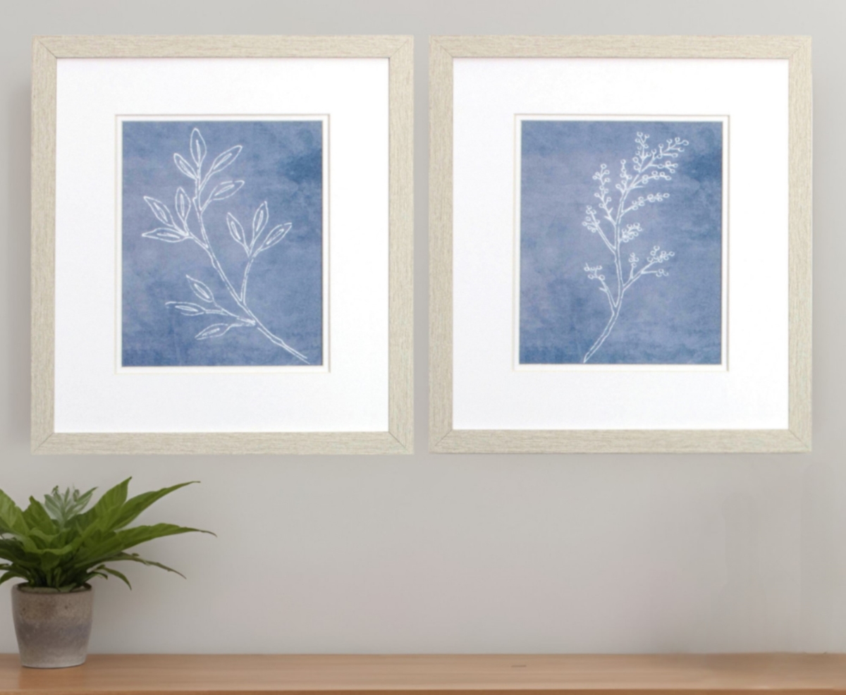 476036 Branch Sketch White Framed Wall Art, Set of 2