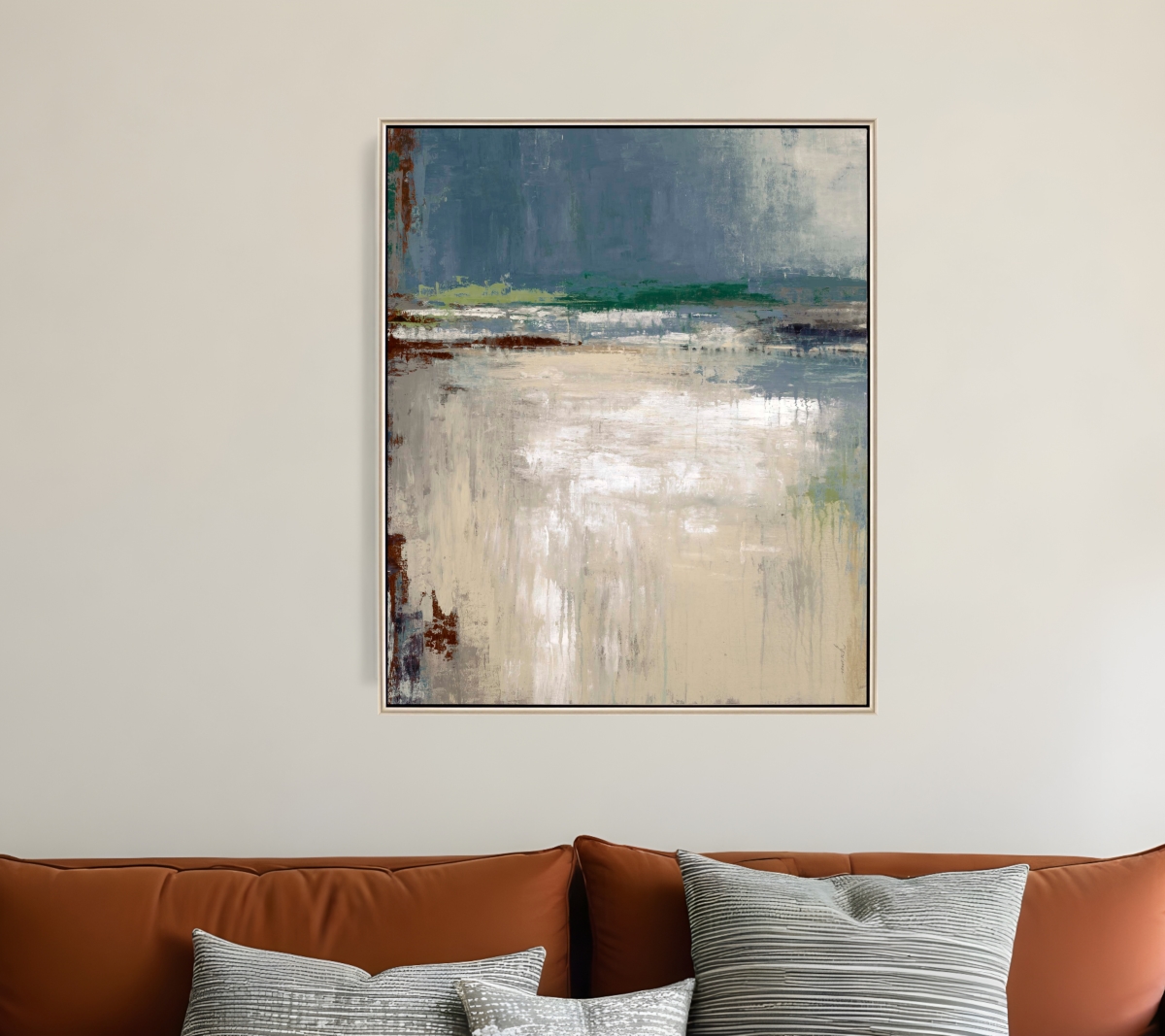 525208 Abstract Landscape Silver Floater Frame Print Wall Art