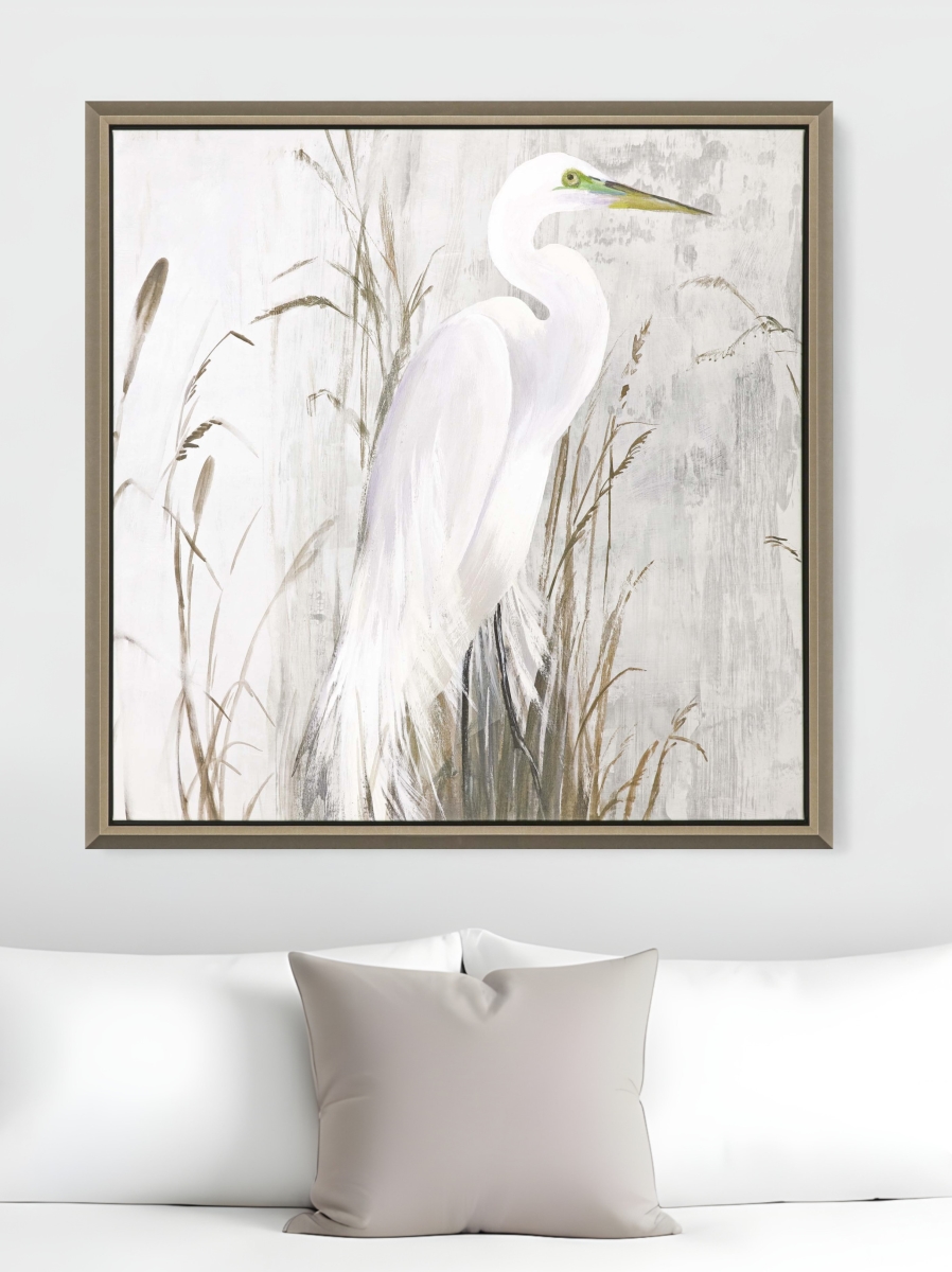 525495 Heron in the Reeds Silver Floater Frame Print Wall Art