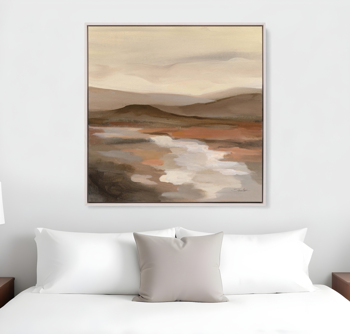 525765 Cinnamon Riverbank II White Floater Frame Print Wall Art