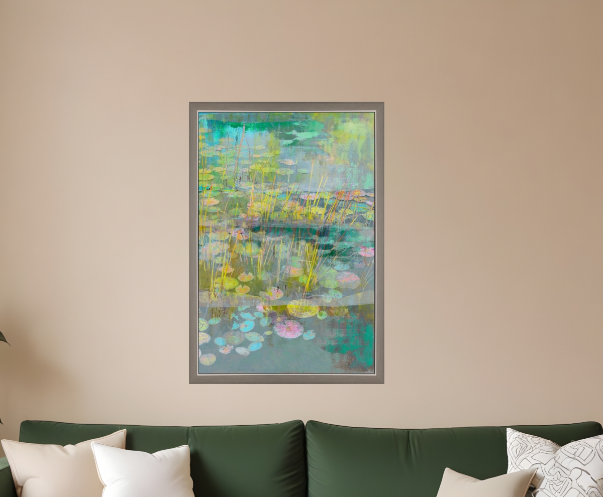 525947 Reeds & Lilies II Silver Framed Print Wall Art