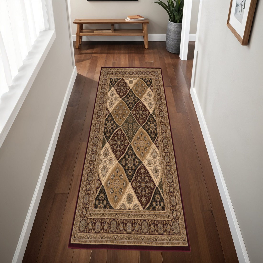 609727 7 ft. Red & Black Moroccan Runner Rug