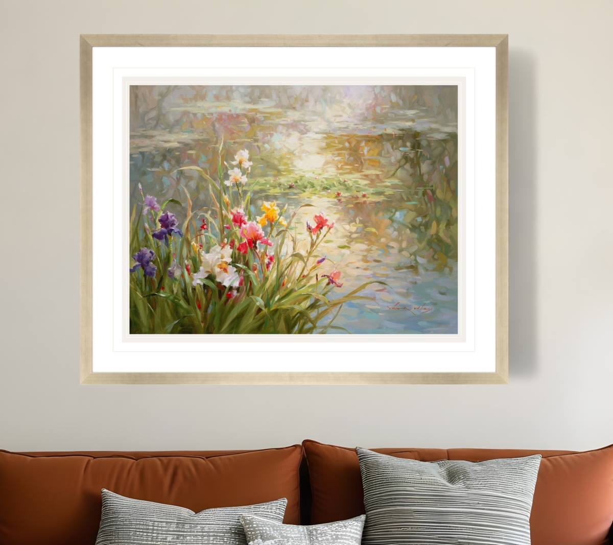 525813 Afternoon Reflection Florals Silver Framed Print Wall Art