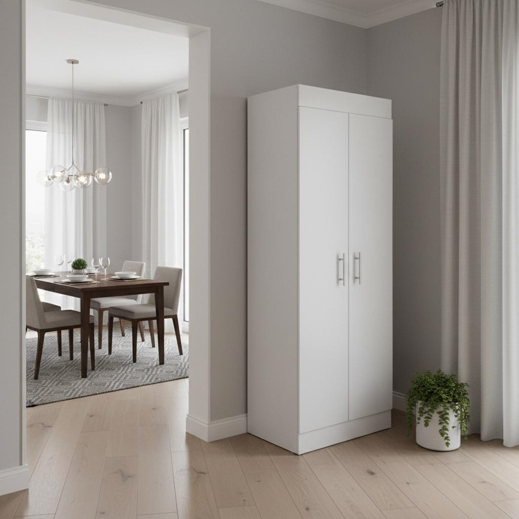 546398 67 in. White Wood Pantry or Storage Closet