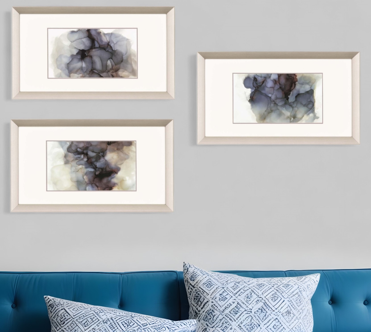 416773 Soft Dreams Silver Framed Print Wall Art, Set of 3