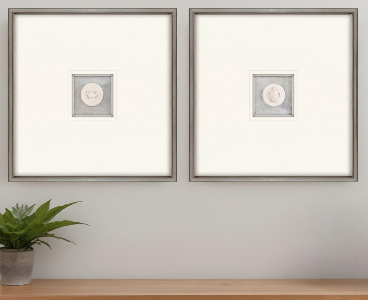 526071 Coastal Intaglio II Silver Framed Print Wall Art, Set of 2