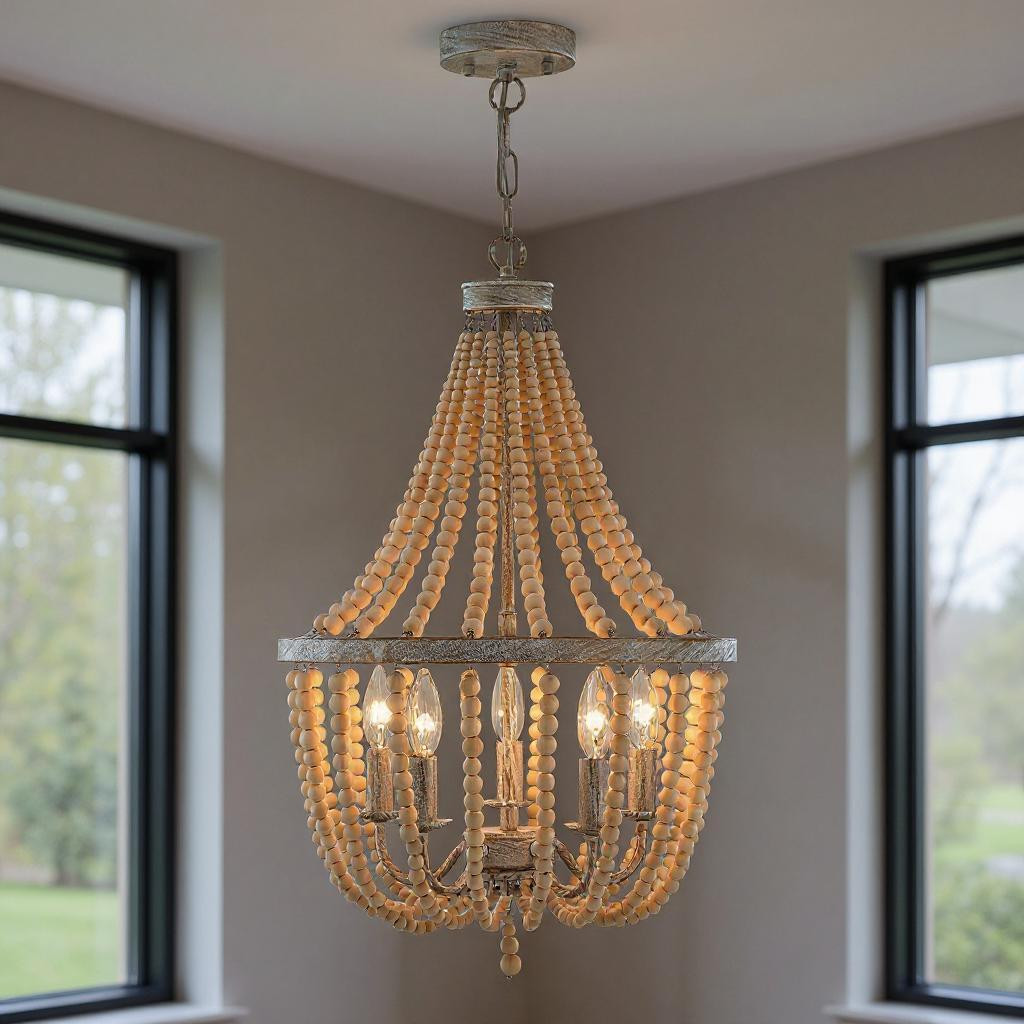 483942 Gold & White Candle Style Five Light Metal Dimmable Chandelier