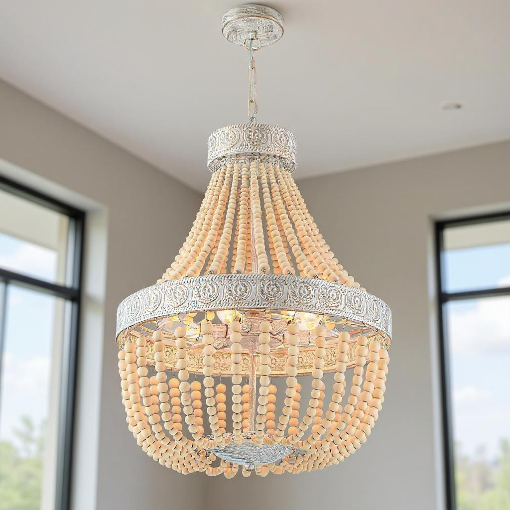 483946 Gold & White Candle Style Six Light Metal Dimmable Chandelier
