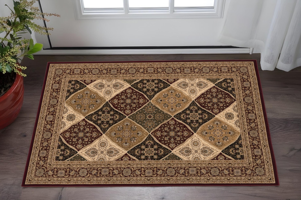 635282 2 x 5 ft. Red & Black Moroccan Rectangle Area Rug
