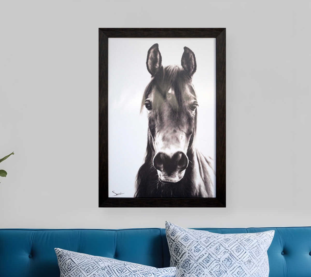 416721 Horse Portrait Brown Framed Print Wall Art