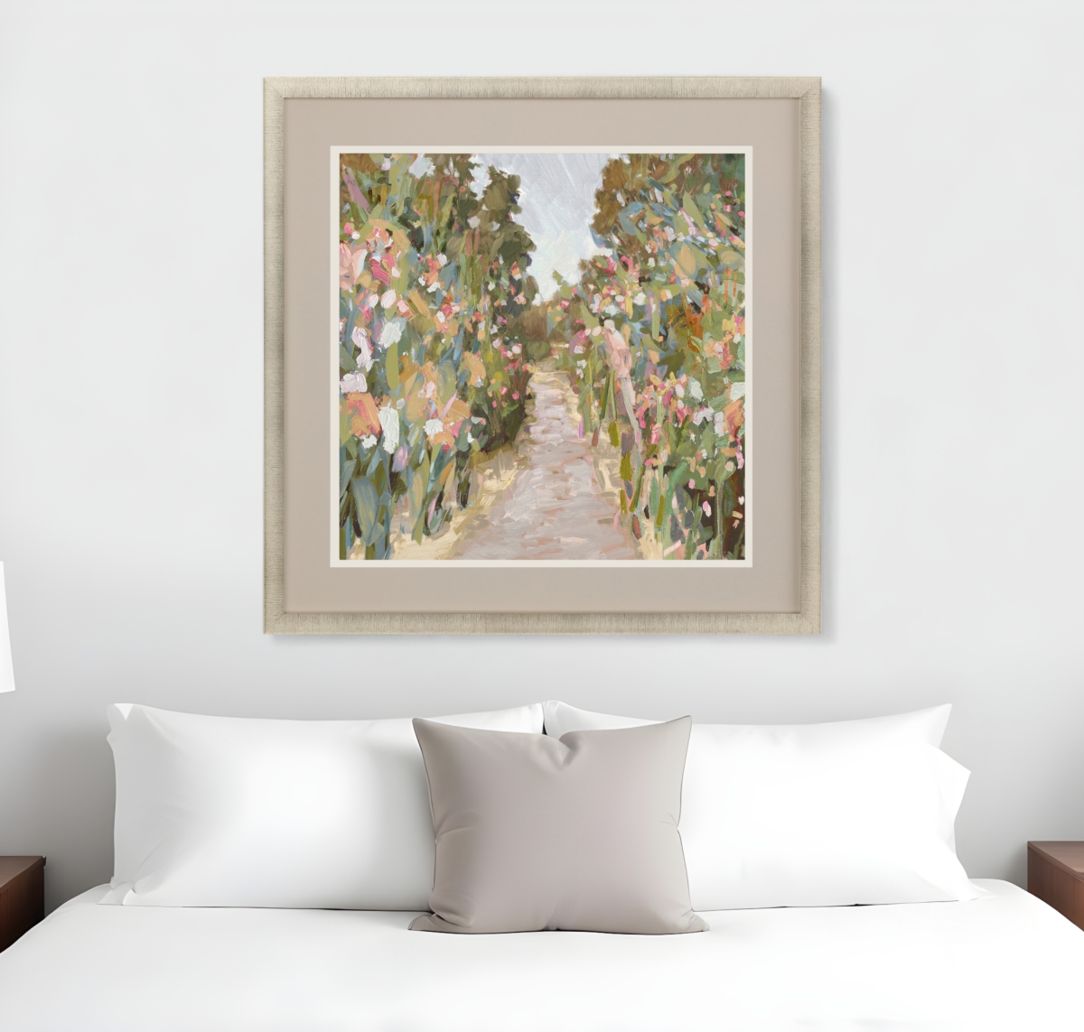 525865 Garden Delight Path Gold Framed Print Wall Art