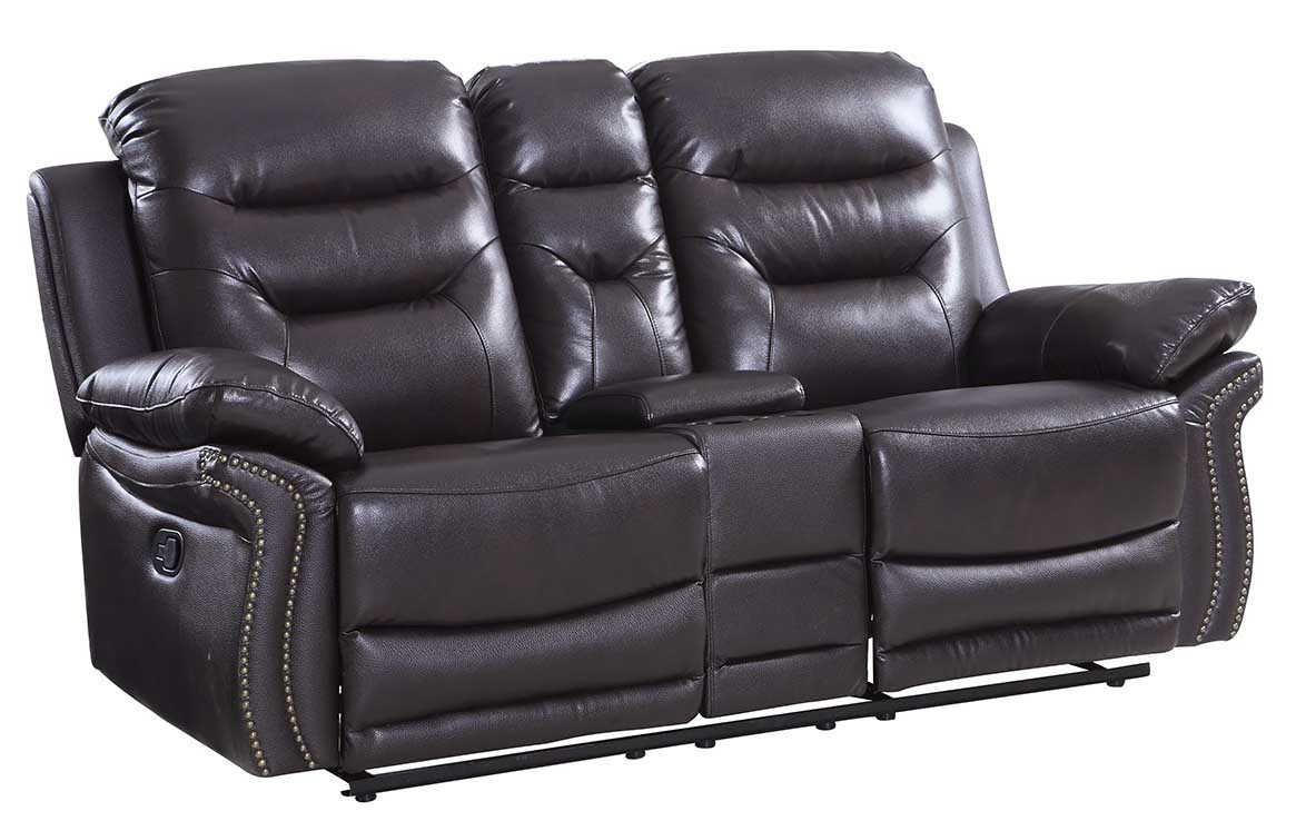 Comfortable Leather Console Loveseat, Brown - 44 in.