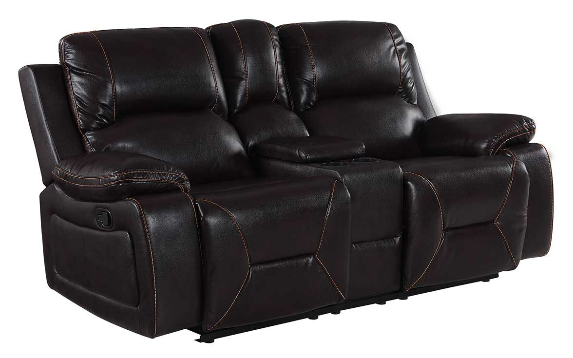 Classy Leather Loveseat, Brown - 40 in.