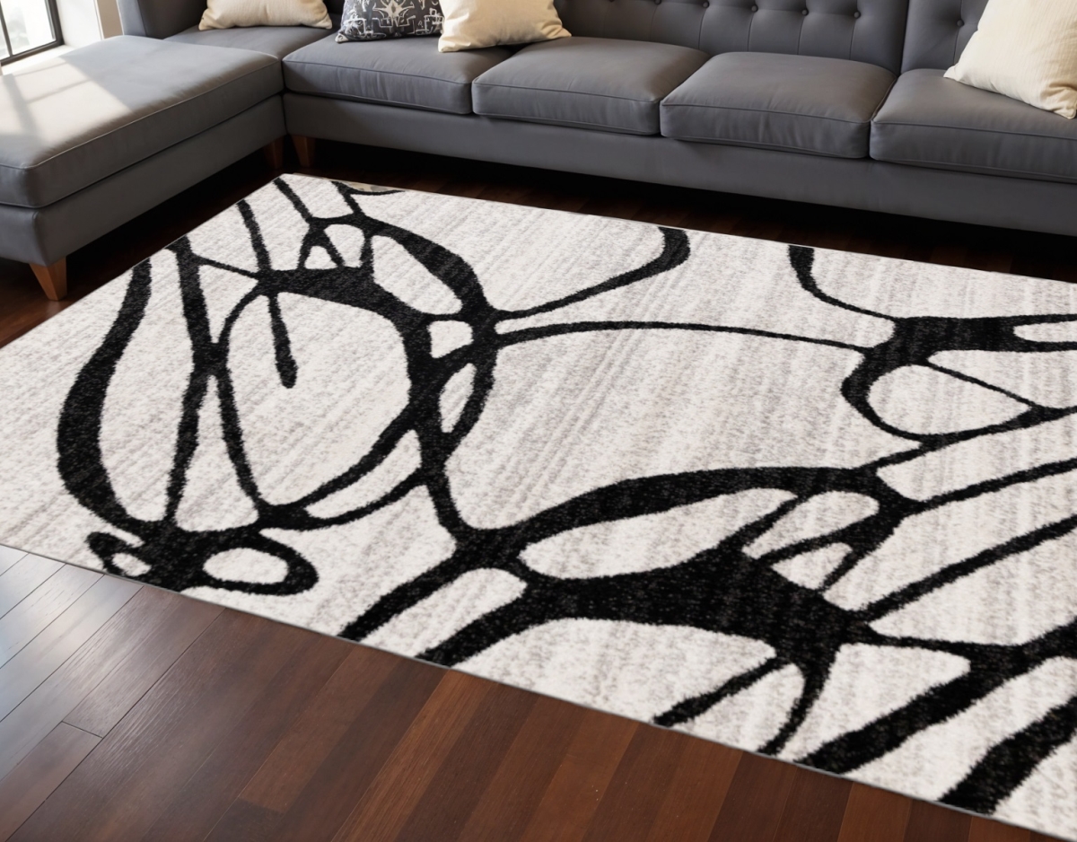 660248 8 x 11 ft. Black & Gray Abstract Rectangle Area Rug