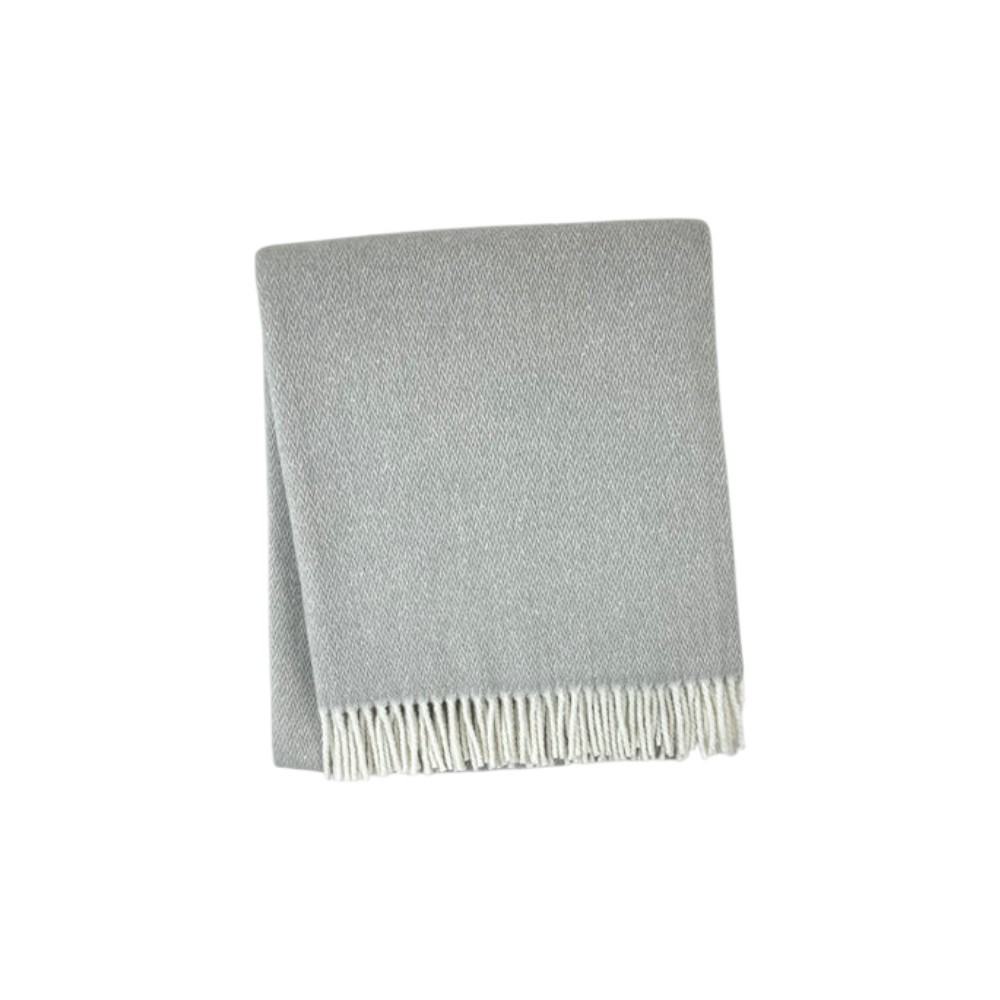 633086 55 x 70 in. Light Gray & White Herringbone Cotton & Microfiber Woven Throw Blanket with Fringe